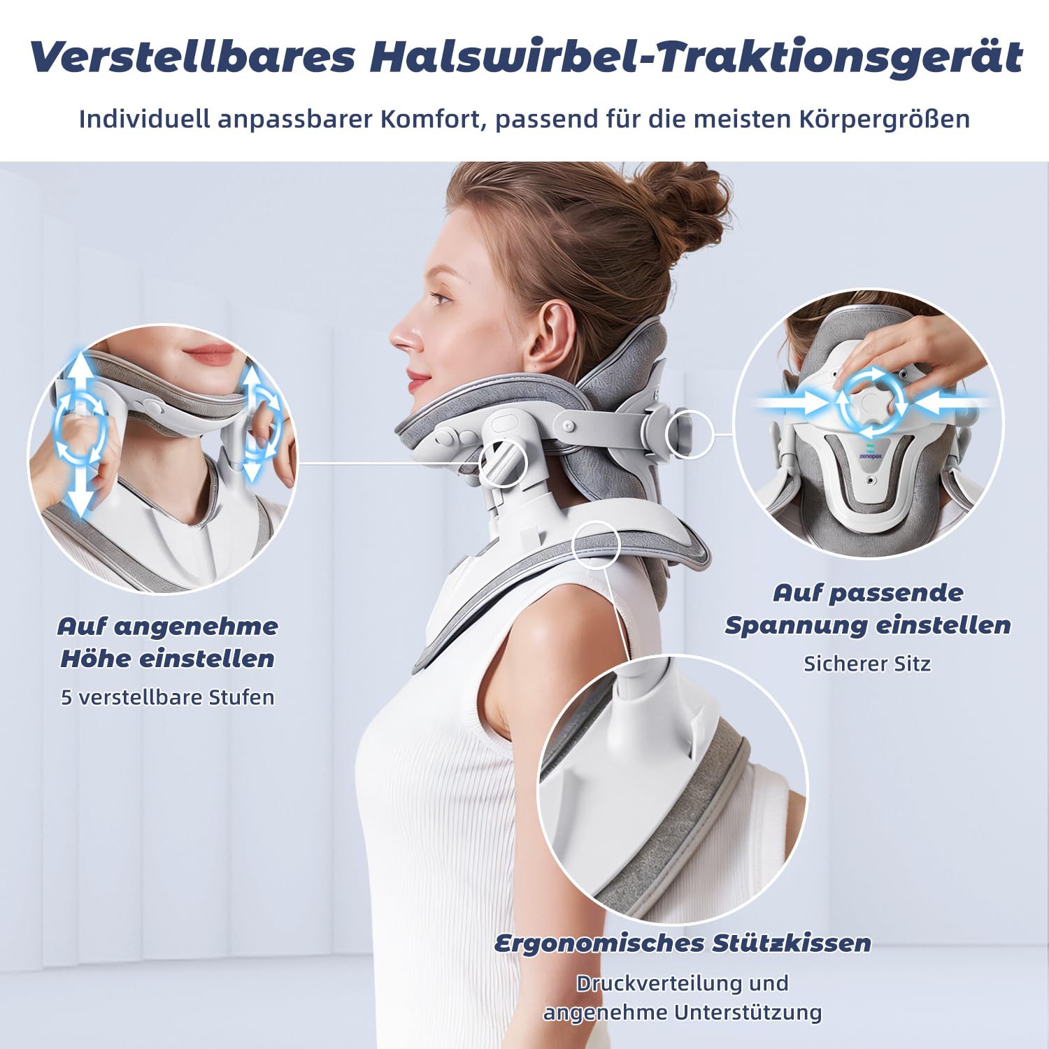 Dispositivo di trazione cervicale Holdsound, apparecchio per stretching e supporto del collo, strumenti regolabili per l'allungamento cervicale per uso domestico