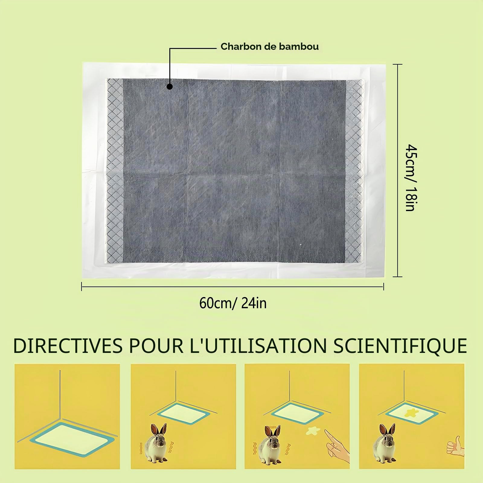 Coussinets Jetables pour Lapin, Tapis Hygiénique Absorbant pour Cochon d'Inde, Lot de 50 Tapis Éducateurs avec Surface à Séchage Rapide pour Chiots Chats Chinchillas Hamsters Furets Hérissons