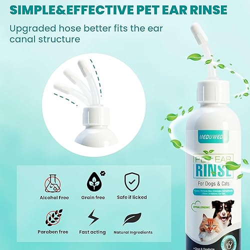 Miniatura 5 de Limpiador de oídos para perros, líquido para el cuidado de oídos de perros, limpiador de oídos para perros y gatos para eliminar el olor de oídos,