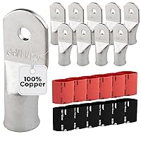 Vista 271 de SELTERM 25 piezas de lengüetas de cable de batería de cobre estañado de grado marino de 2/0 AWG de 3/8 pulgadas, terminales de anillo de calibre 00