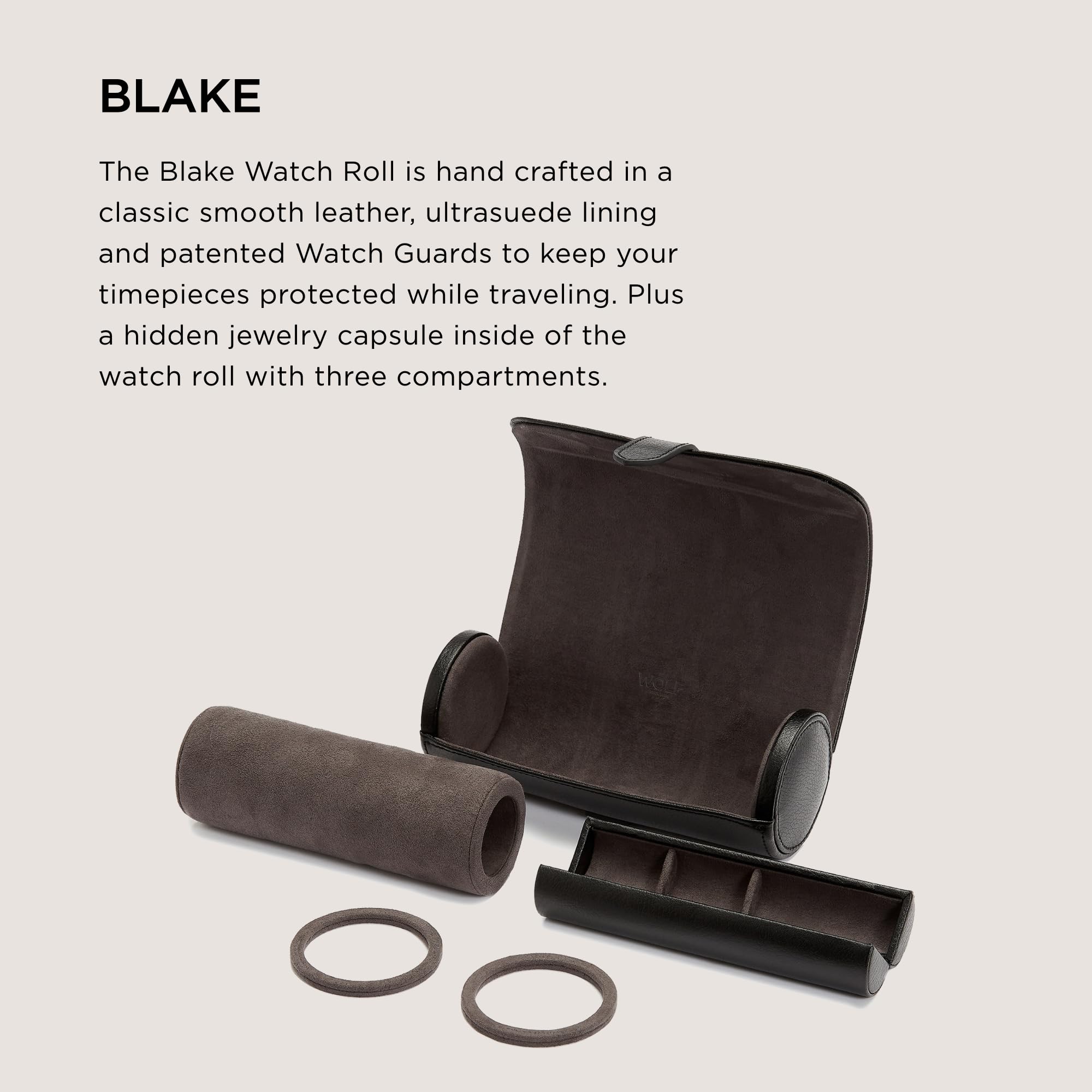 Amazon.com: WOLF Blake Watch Roll with Capsule, Black/Grey - Holds