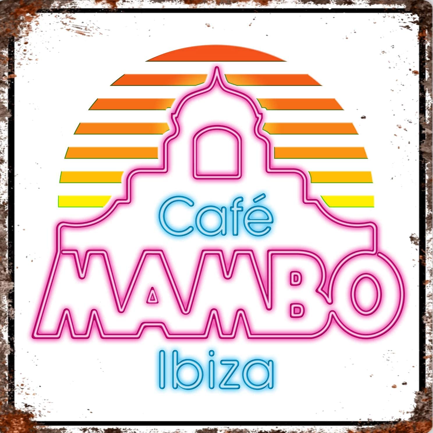 Vintage Advertising Wall Tin Plaque Large Square 20x20cm Pub Shed Bar Man Cave Home Bedroom Office Kitchen Gift Metal Sign - Cafe Mambo - Ibiza Club Holiday Music Hotel inspired