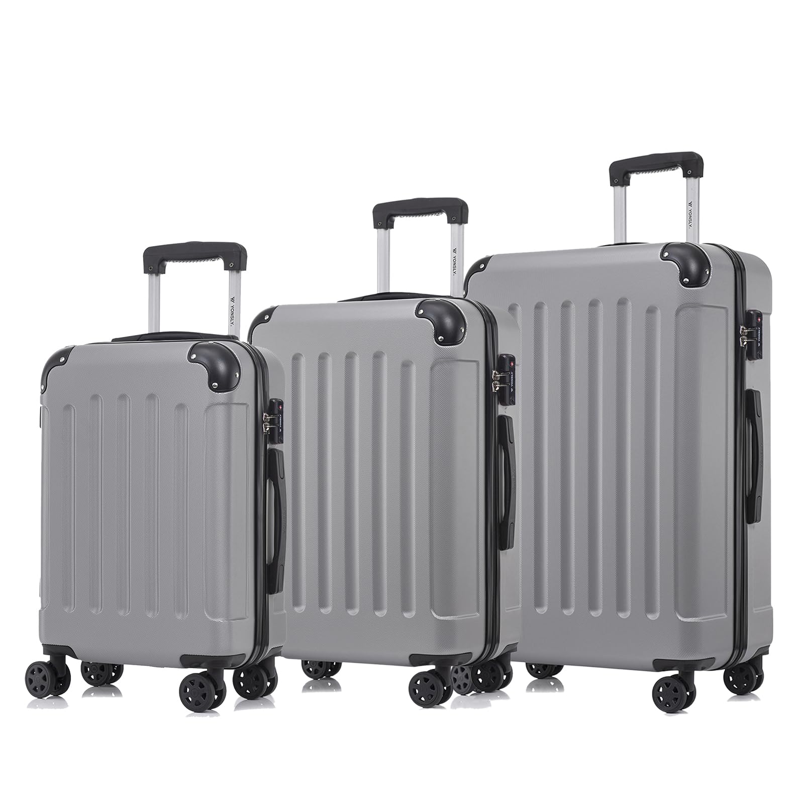 yonsly Koffer Suitcase, Trolley Reisekoffer, Rollkoffer Handgepäck mit 4 Rollen 360°, ABS Hartschalen, Sicherheitsschloss, Weicher Gummigriff, 210D-Futter