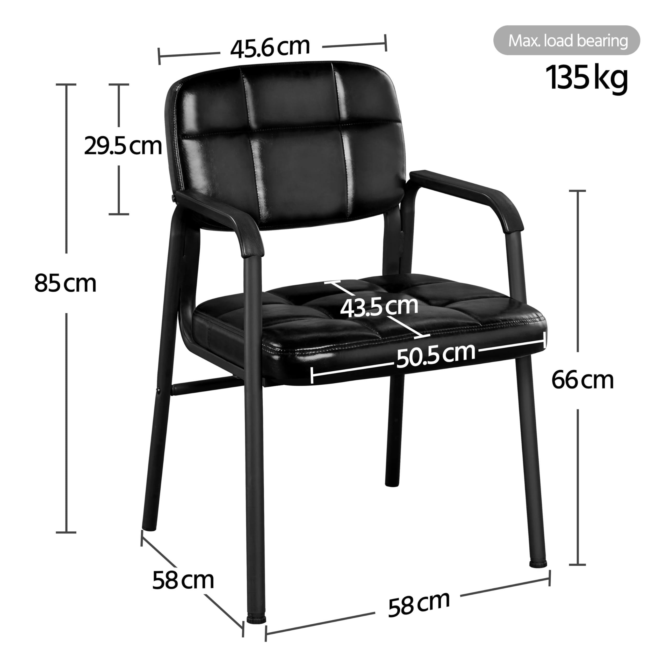 Yaheetech Chaises de Visiteur Fauteuil Salon Fauteuil d'accueil Visiteur Siège Rembourré en Smilicuir pour Bureau/Salle d'Attente/Cuisine Noir Lot de 2