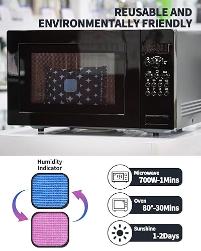 Miniatura 4 de Absorbentes de humedad de gel de sílice recargables de 3.53 oz, paquete de 2 paquetes desecantes para almacenamiento, bolsas deshumidificadoras para