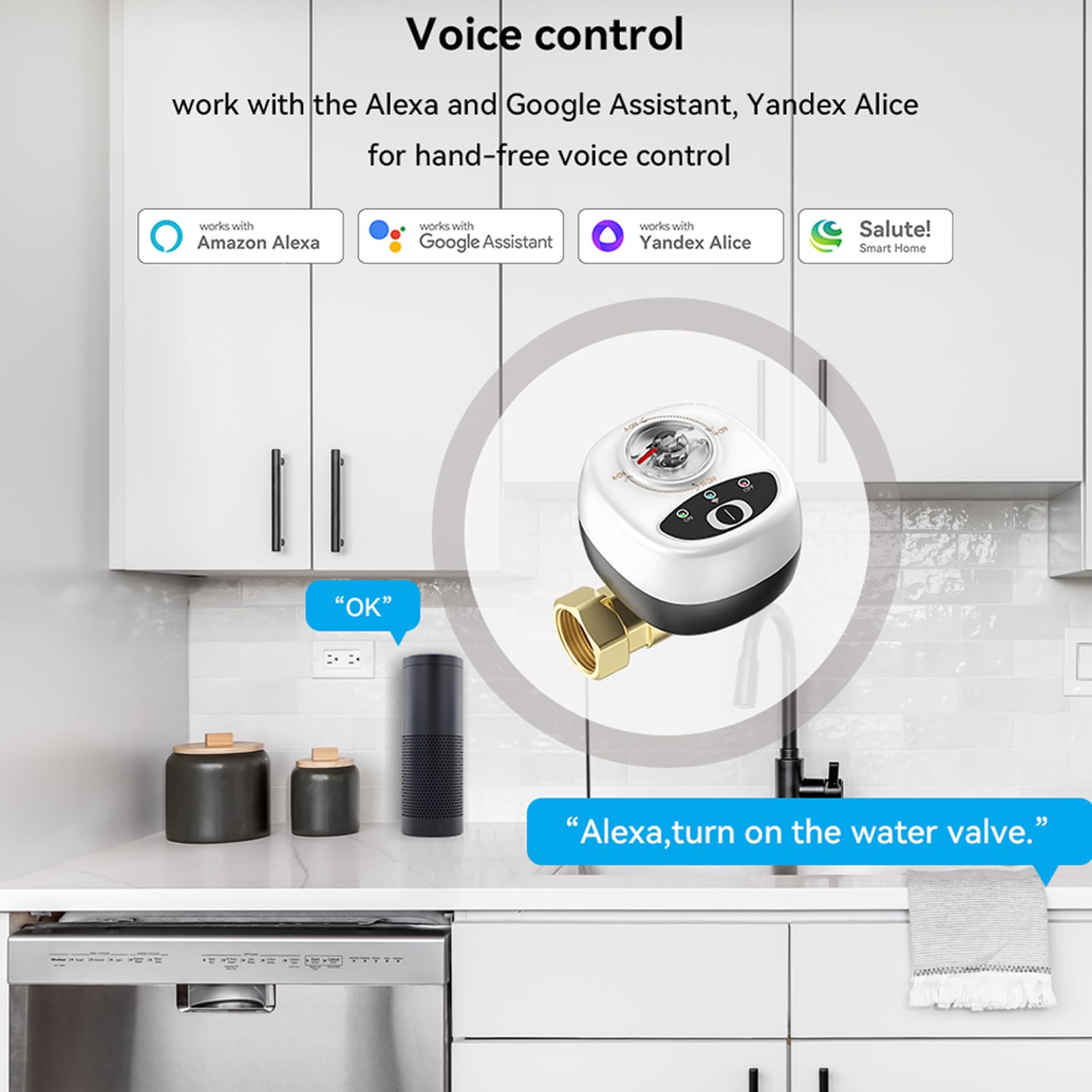 Valvola WiFi EWeLink, interruttore automatico, rubinetto intelligente, impermeabilità IP65, telecomando wireless tramite app, compatibile con Assistant e Salute per