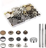 Vista 28 de 24 juegos de broches de presión de cuero resistentes, kit de BetterJonny, botones de presión de metal de 20 mm, remaches de cuero, con 4