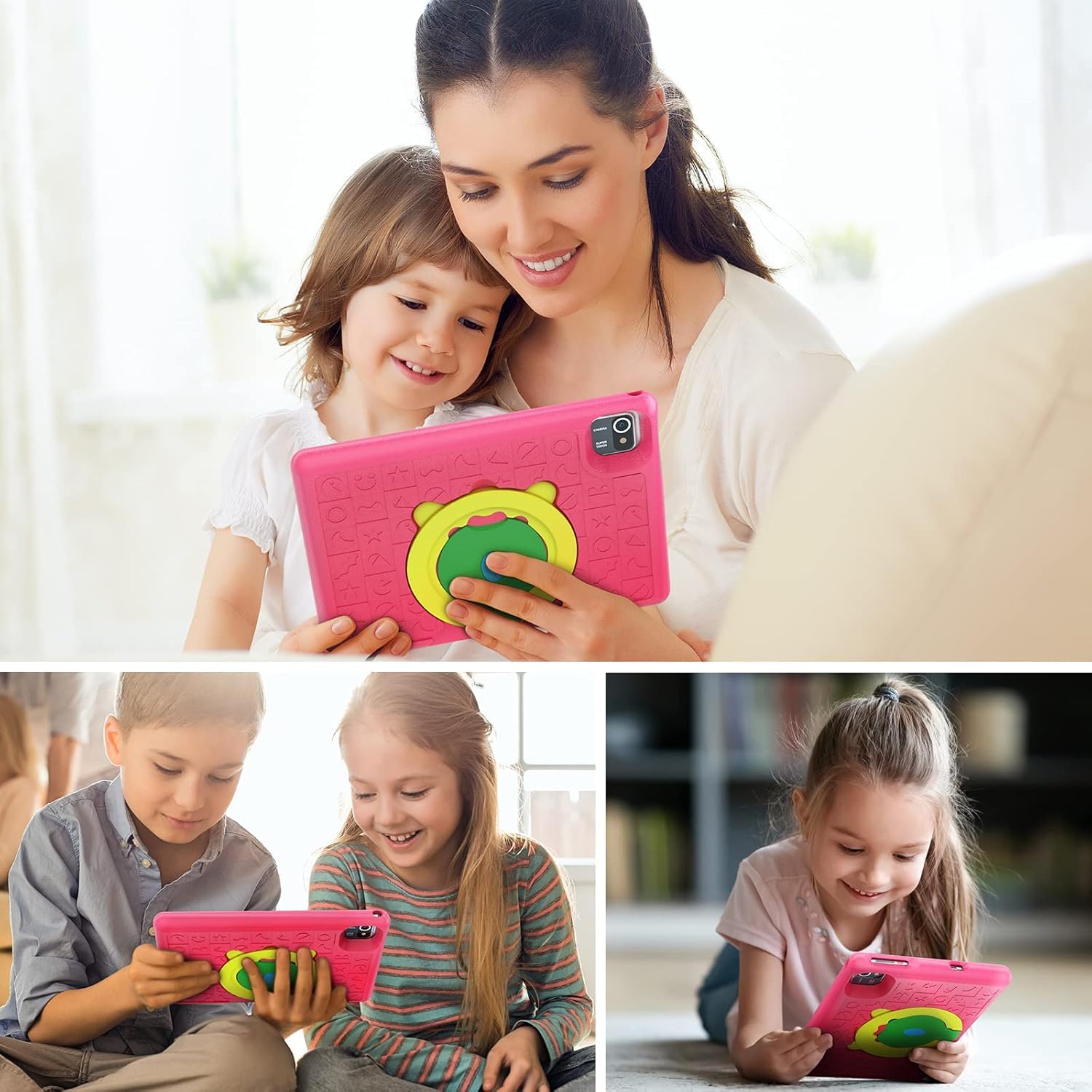 Freeski Tablet Bambini 10 pollic Android 14 Quad Core, 1280 * 800, 5000 mah, Controllo Parentale, WiFi, Bluetooth, Doppia Fotocamera Tablet (Viola)