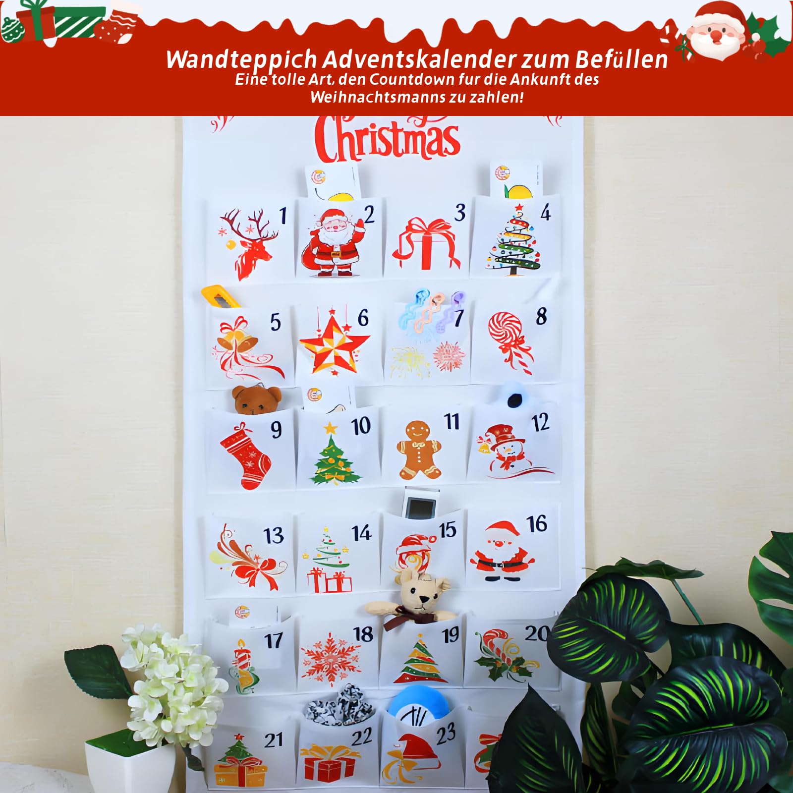 Calendario Dell'Avvento NUOBESTY Con 24 Ornamenti Natalizi | Originali Appendini Colorati Per Albero Di Natale | Conto Alla Rovescia Fai Da Te - 2
