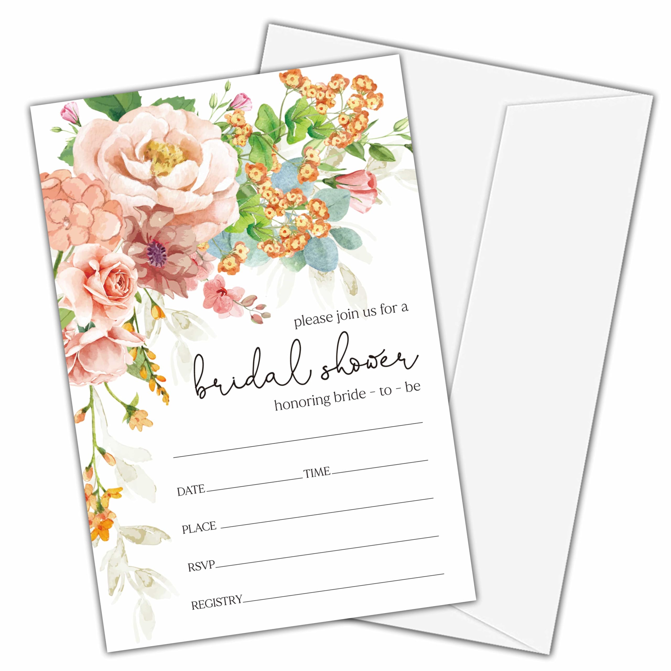 Amazon.com : Bridal Shower Invitations, Blush Pink Floral Bridal Shower ...