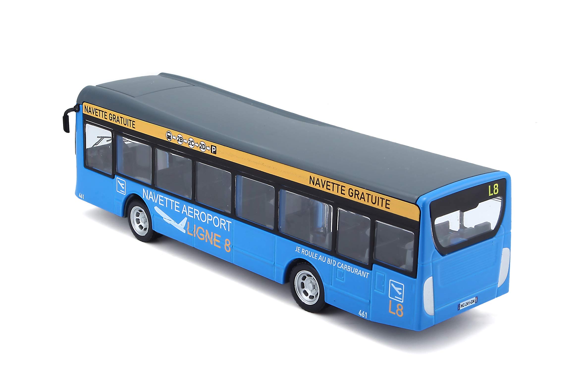 Bburago | City Bus | Navetta aeroportuale a Porte Aperte | Riproduzione di Miniature in Scala 1/64 | Rosso | Giocattolo per Bambini da 3 Anni - Collezionabile | 32103