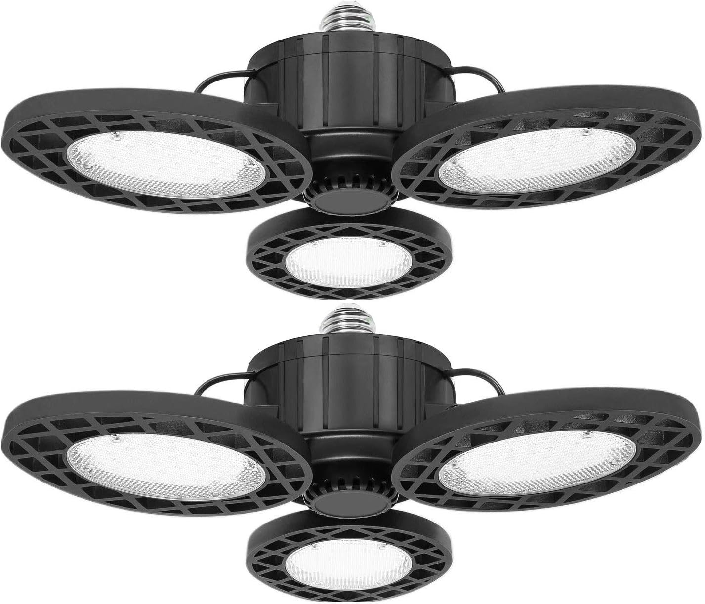 Get Special Price 2 Pack Triple Glow LED Garage Lights, 6000Lumens Three Leaf Deformable Tribright Garage Light Ceiling LED with 3 Adjustable Panels, 60W E26 Illuminator 360 Garage Light Fixture for Garage, Barn, Shop Black Friday - 50% OFF 2 Pack Triple Glow LED Garage Lights, 6000Lumens Three Leaf Deformable Tribright Garage Light Ceiling LED with 3 Adjustable Panels, 60W E26 Illuminator 360 Garage Light Fixture for Garage, Barn, Shop