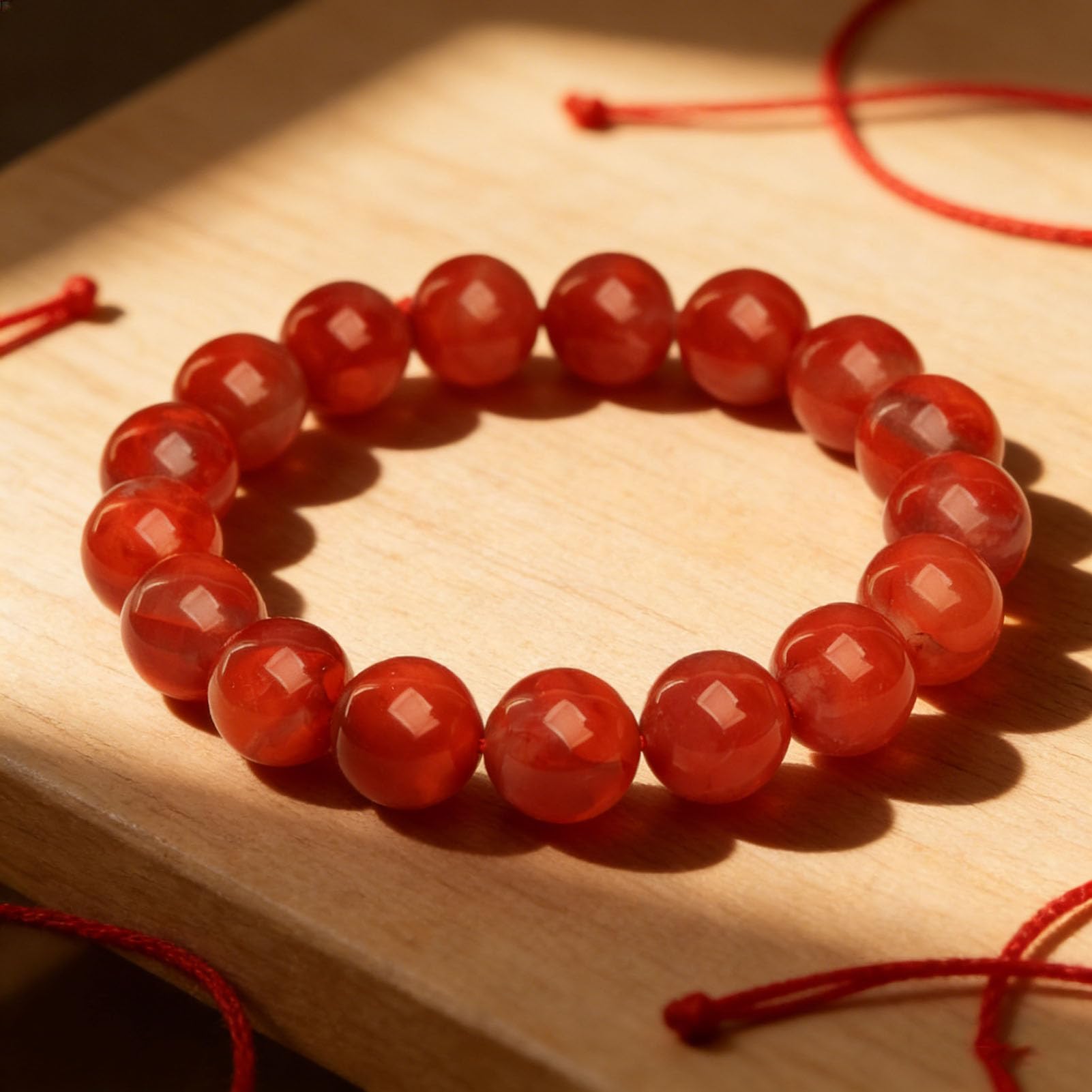 Pulsera clásica de ágata Nanhong: Piedra Preciosa roja Tradicional China para Fuerza y ​​armonía, Regalo de joyería con Cuentas elásticas para Mujeres y Hombres Fengshui,7MM