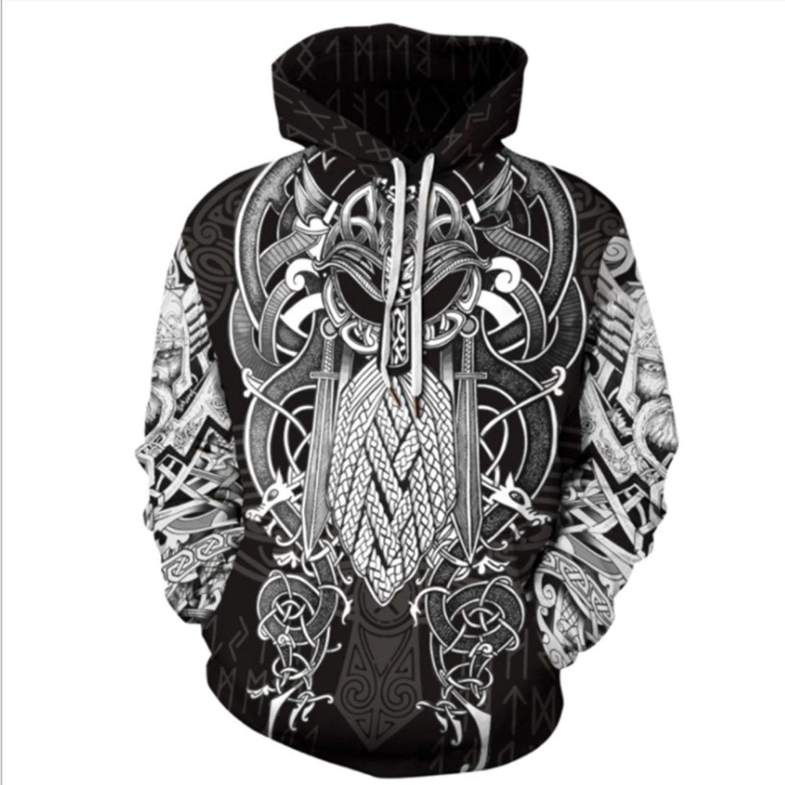 Sweat à capuche Viking homme avec impression 3D durable et facile à laver