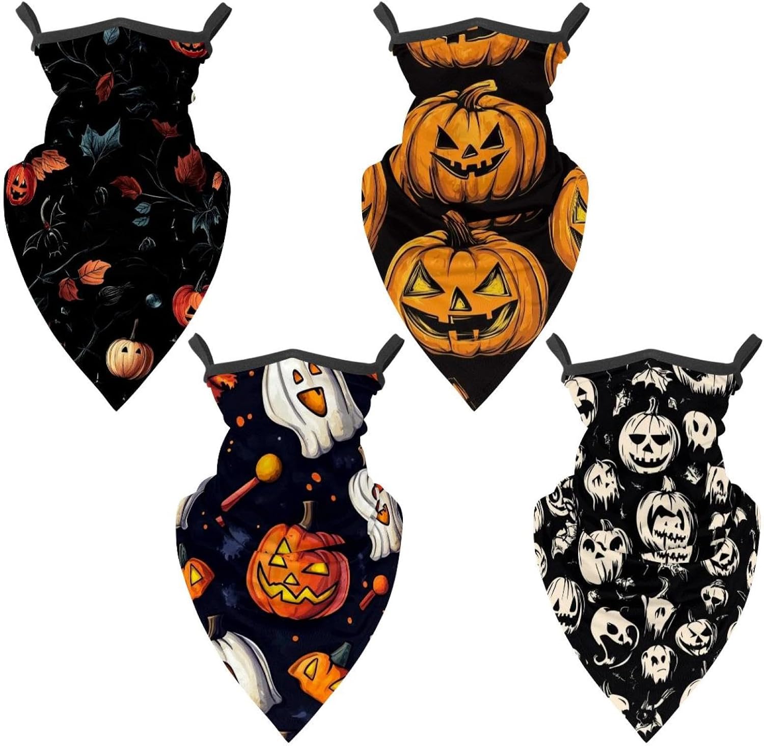 4 Pack Halloween Neck Gaiter Face Cover Scarffor Skiing Fishing Hiking Cycling