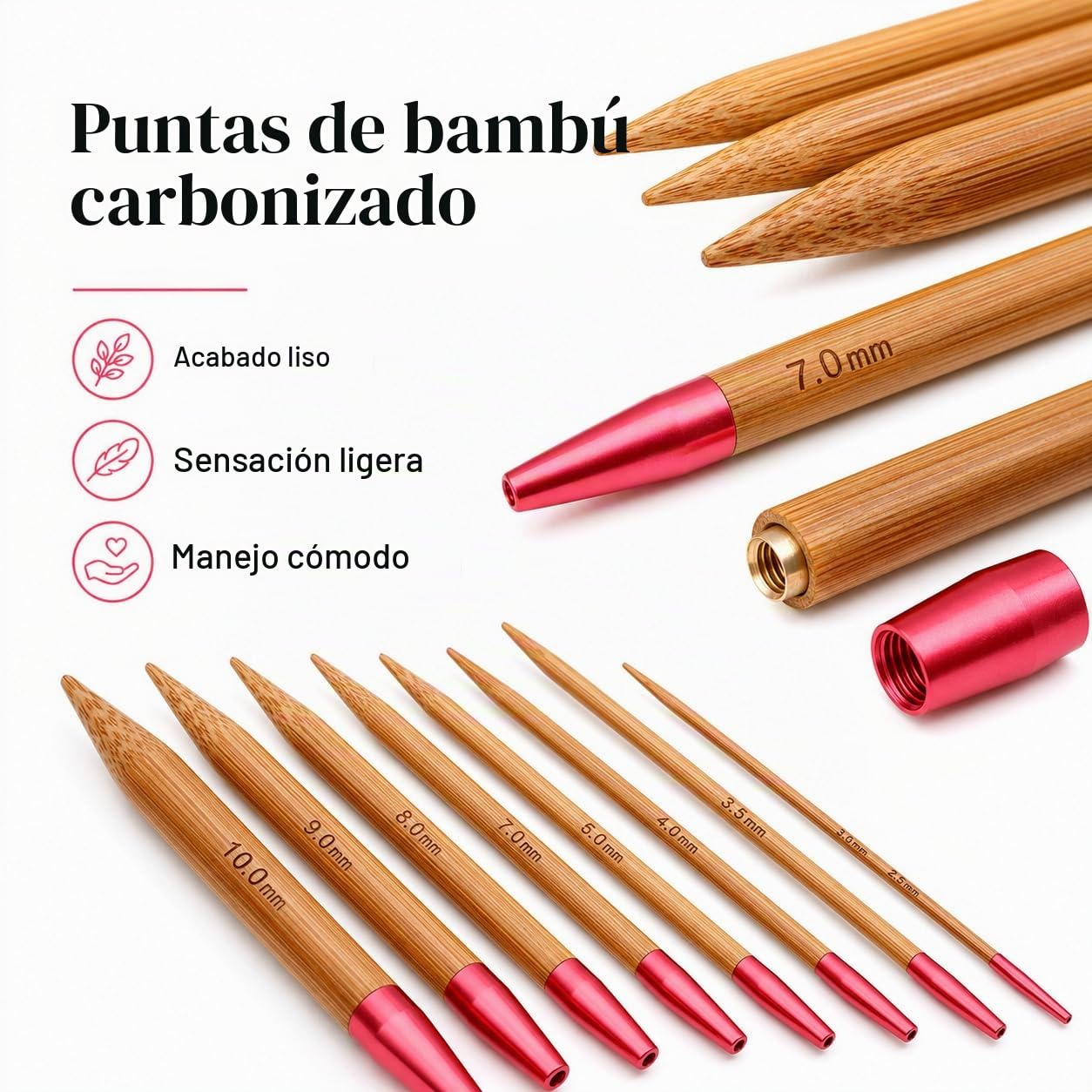 LetCart Juego de Agujas de Punto Circular, 13 pares Agujas de Tejer Circulares de Bambú con Accesorios de Tejer, para Principiantes y Profesionale, con Bolsa