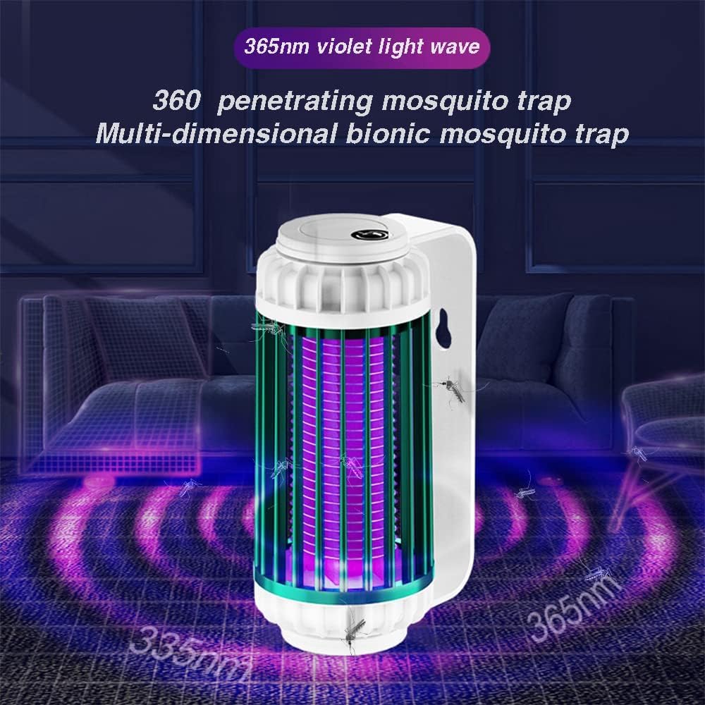 Lampada antizanzare Ricaricabile - Zapper Elettrico per Uso Interno ed Esterno, Trappola per Mosche a Luce UV, insetticida a Parete per Campeggio e Cucina Domestica Funziona a Batteria Grigia