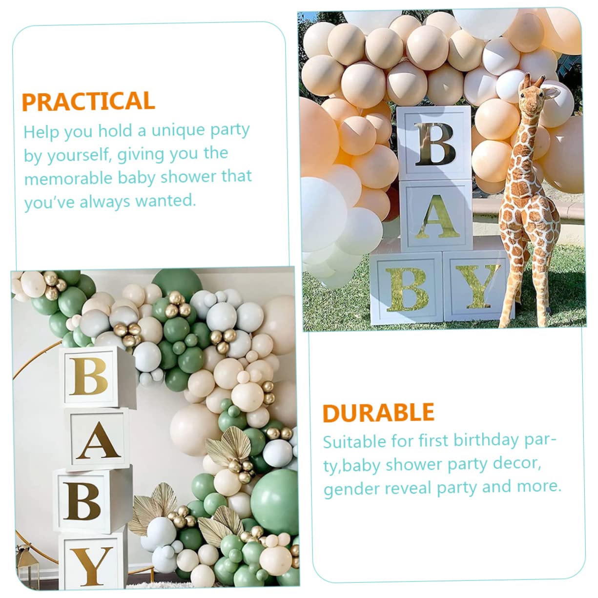 Babyparty Ballonboxen Satz aus Papier für Geschlechtsenthüllung, Weiß Grün