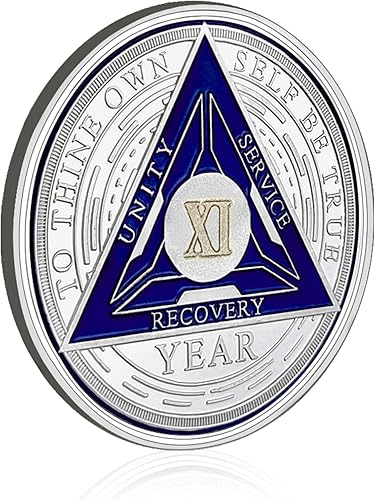 Miniatura 2 de Moneda de sobriedad de 11 años  Chip de sobriedad triplato Chips AA Regalos de sobriedad para hombres y mujeres, alcohólicos anónimos, regalos de