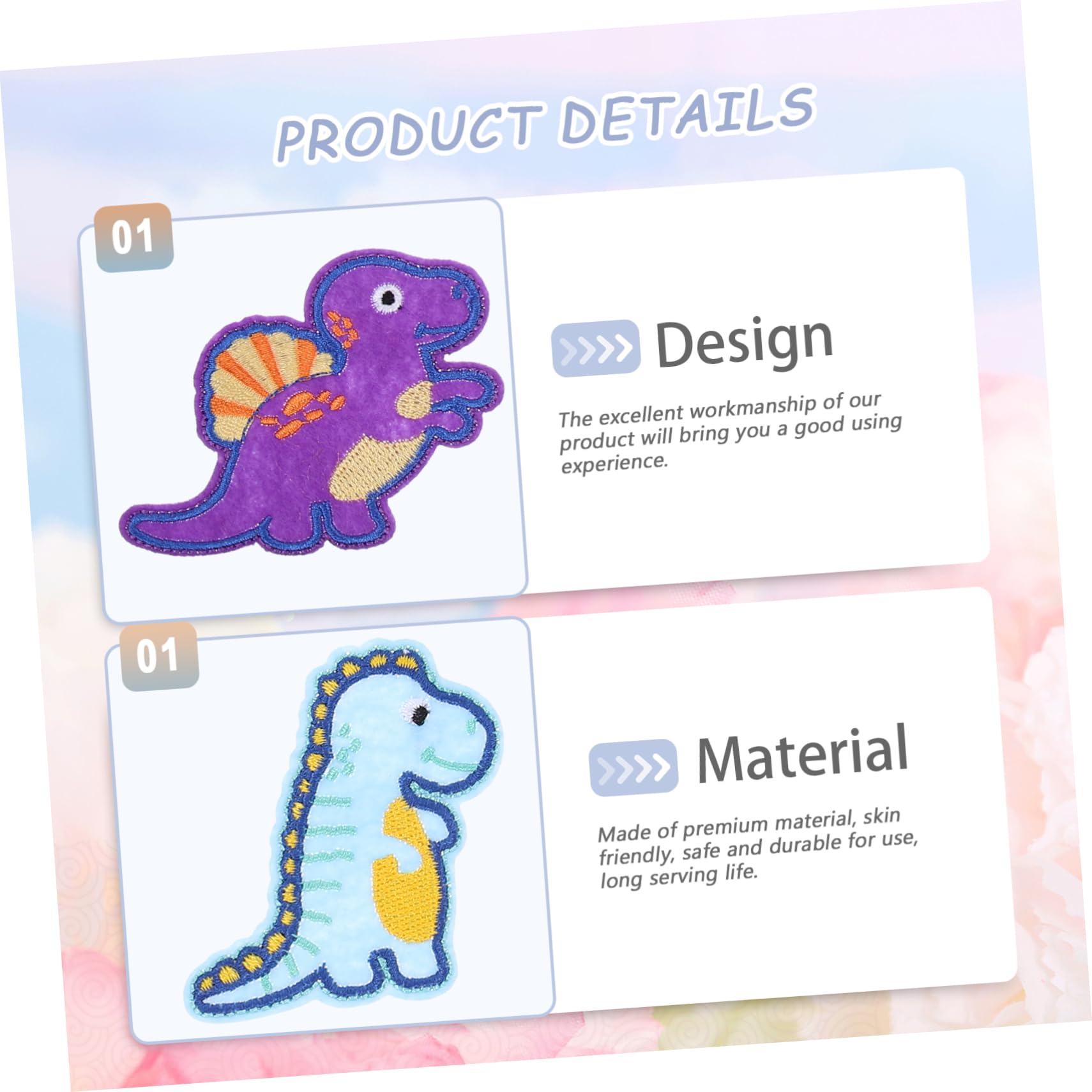 HOMSFOU 3 Pezzi Toppe Termoadesive Dinosauro per Riparazione Abbigliamento da Patches per Decorazione e Vestiti Facili da Applicare su Jeans Shirt e Giubbotti