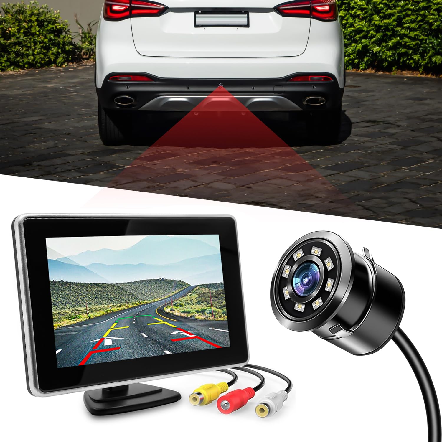 Carzex 5 Inch Dashboard TFT LCD Screen with 8 LED Moving Line Parking Assist Back Reverse Parking Camera Combo for All Cars (B08WHMYHDJ) Amazon Price History, Amazon Price Tracker