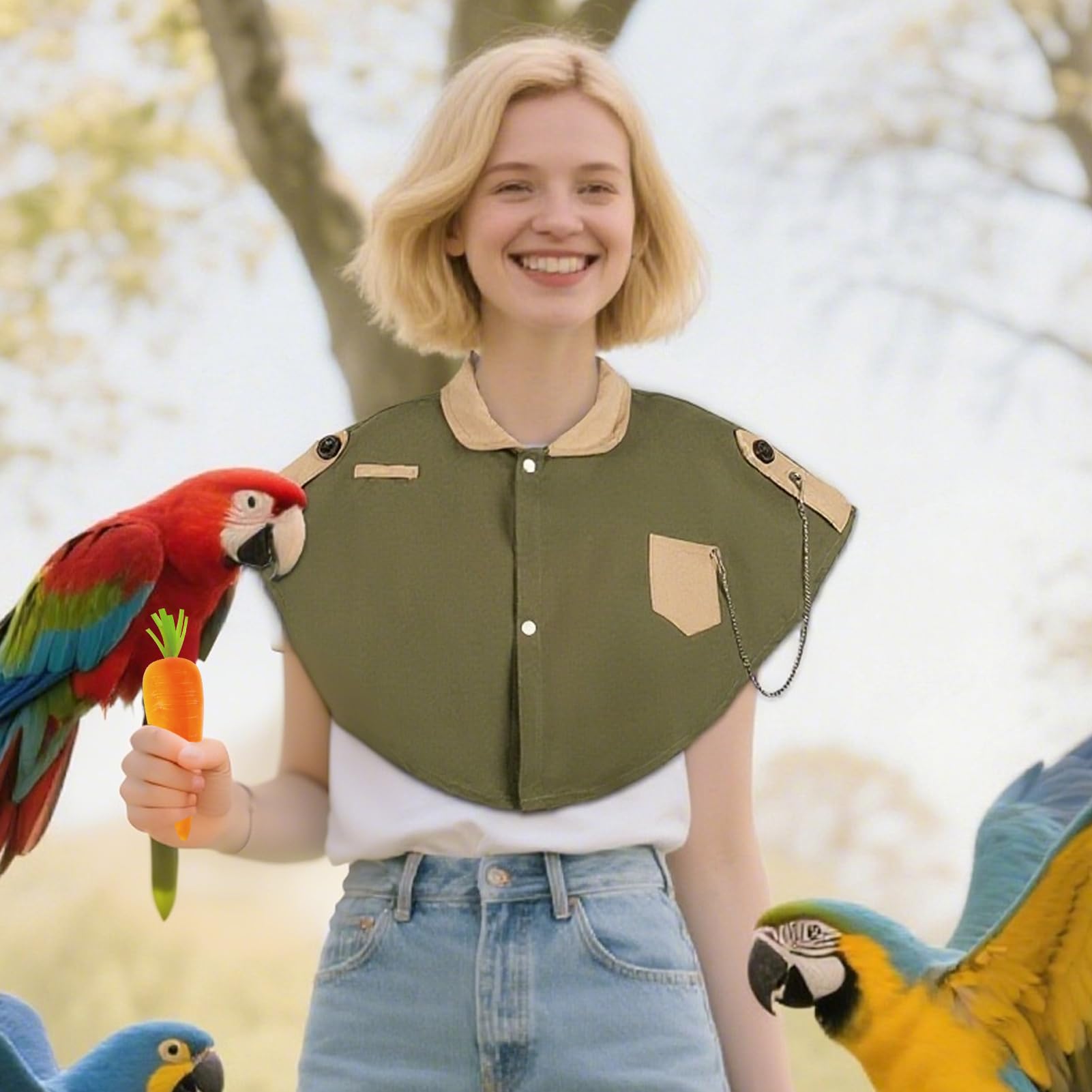 Protecteur D'Épaule pour Fientes D'Oiseau,Couche Anti-Fientes Oiseaux avec Poche - Châle Anti-Griffures pour Perruches Calopsittes Perroquets Gris du Gabon Conures Diamants Mandarins Et