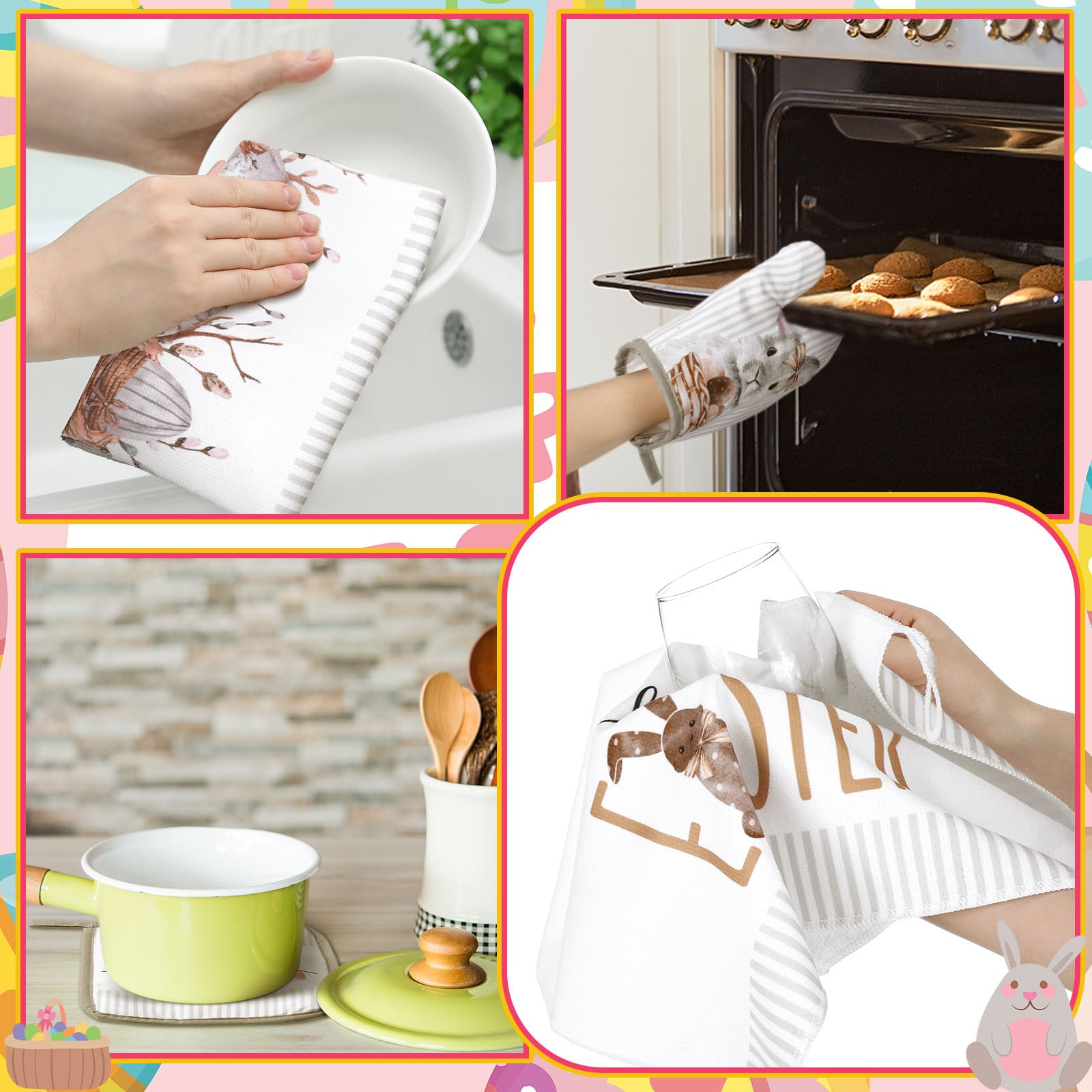Amazon.com: Bencailor 6 Pcs Easter Bunny Eggs Flowers Kitchen