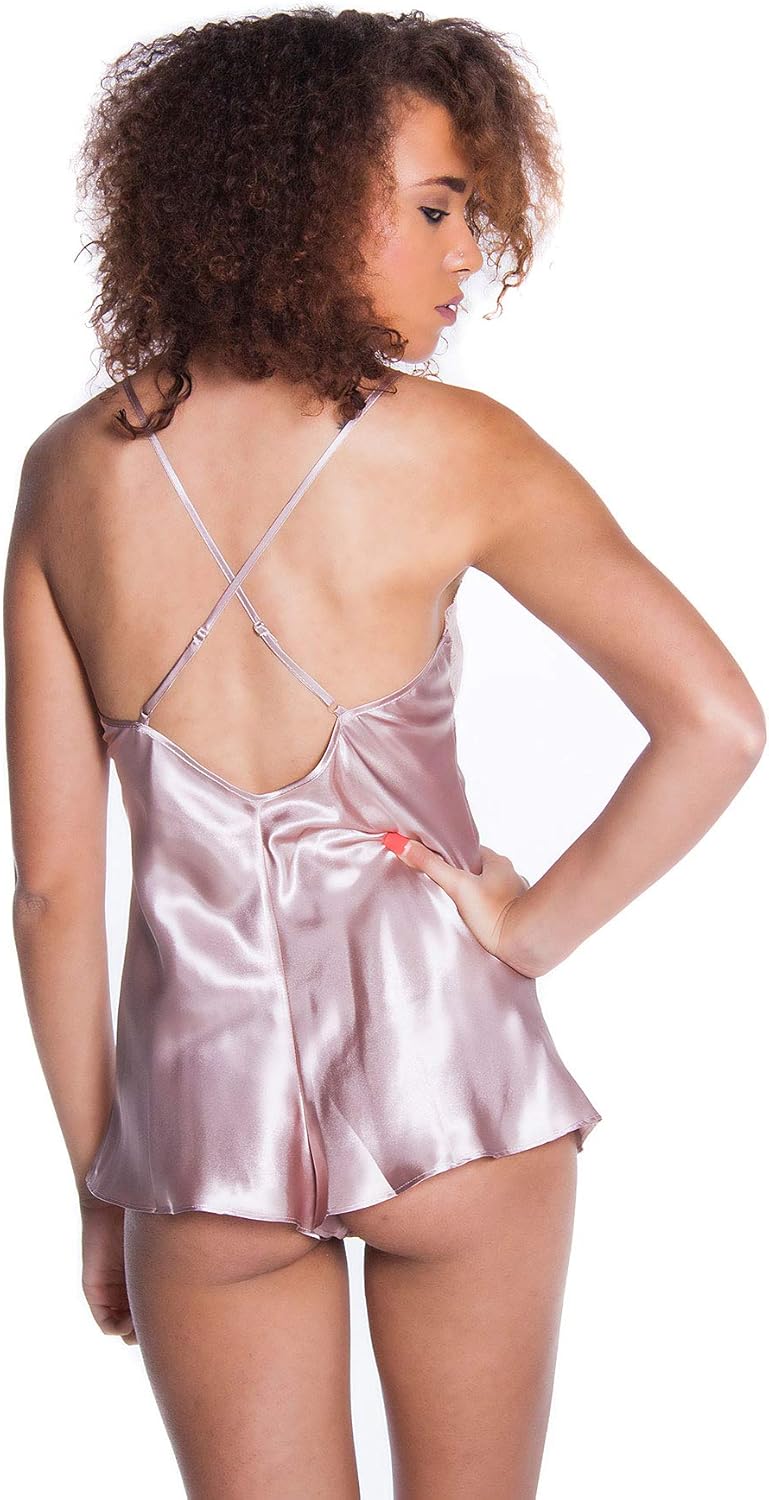 Women's Plus Size Silky Satin Teddy Romper #1127