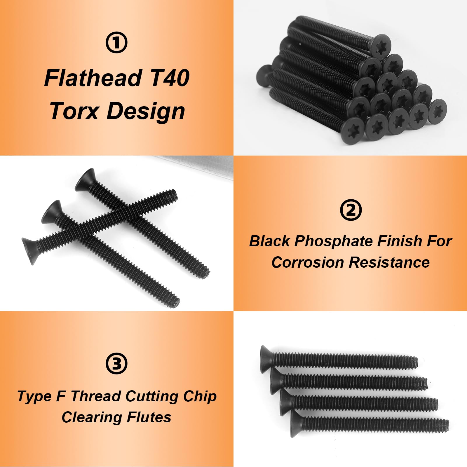 100pcs Trailer Deck Screws Self Tapping 2-1/2 In, 1/4-20 Thread