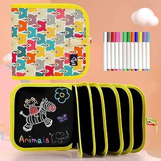 Smyidel Portatile da Disegno per Bambini,Disegno cancellabile,Riutilizzabile, per dipingere, disegnare, Scrivere, Idea Regalo per Bambini, 12 Penne Colorate cancellabili, 14 Pagine (D)