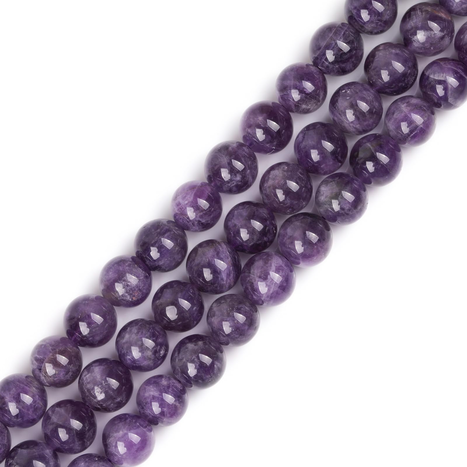 GEM-Inside Natural 12mm Amethyst Quartz Round Gemstone Semi Precious Loose Beads for Jewellery Making 15''
