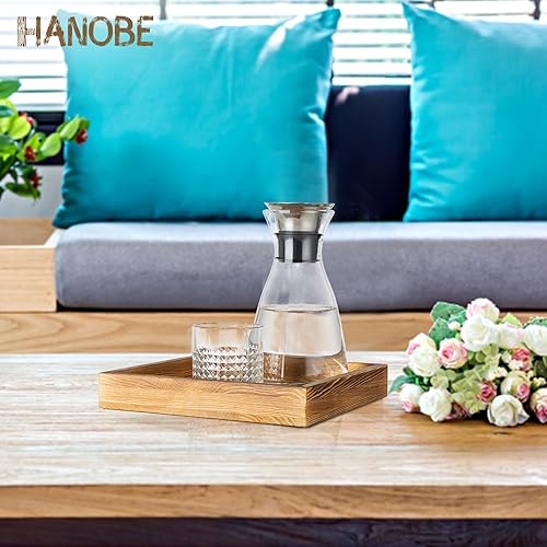 Miniatura 2 de Hanobe Bandeja otomana cuadrada de madera pequeña bandeja cuadrada de madera soplada para servir casa de campo para mesa de café, organizador de