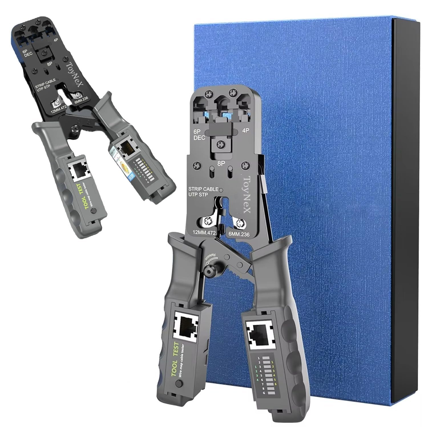 4 in1 Crimping And Cable Tester, RJ45 Multi Purpose Network Cable Tester Tool For 6p6c 8p8c Connector Crimping Stripping Plier, Crimping 4P 6P 8P RJ10/RJ11/RJ12/RJ45 Cable..(Black)-image-22