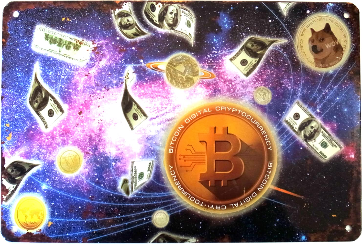 Amazon | ビットコイン Bitcoin ブリキ看板 20cm×30cm 仮想通貨 アメリカン雑貨 サインボード サインプレート [並行輸入品]  | 店舗・販促用品 | 文房具・オフィス用品