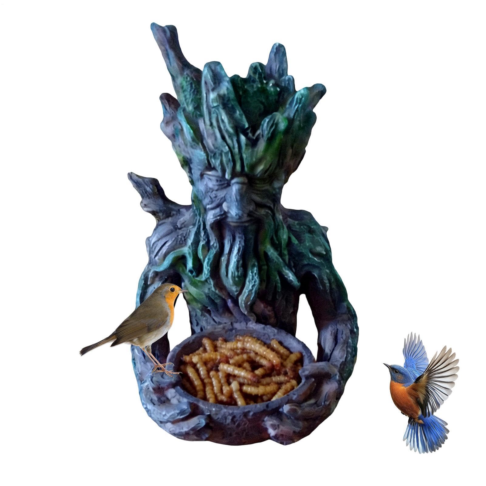 Mangeoire à oiseaux pour arbre et statue de jardin en résine pour balcon