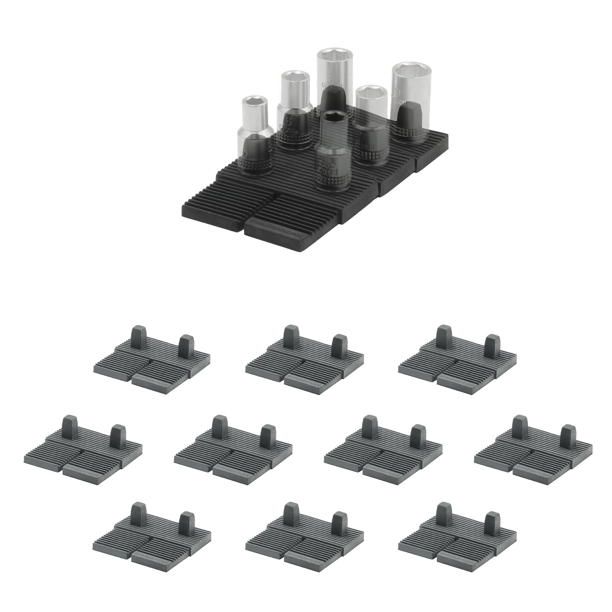 StealthMounts Drawer Hive ¼ Socket Holder – 10 Pack | Modular Toolbox Organisers for Professional and DIY Mechanics | Injection-Moulded TPE | Made in the UK