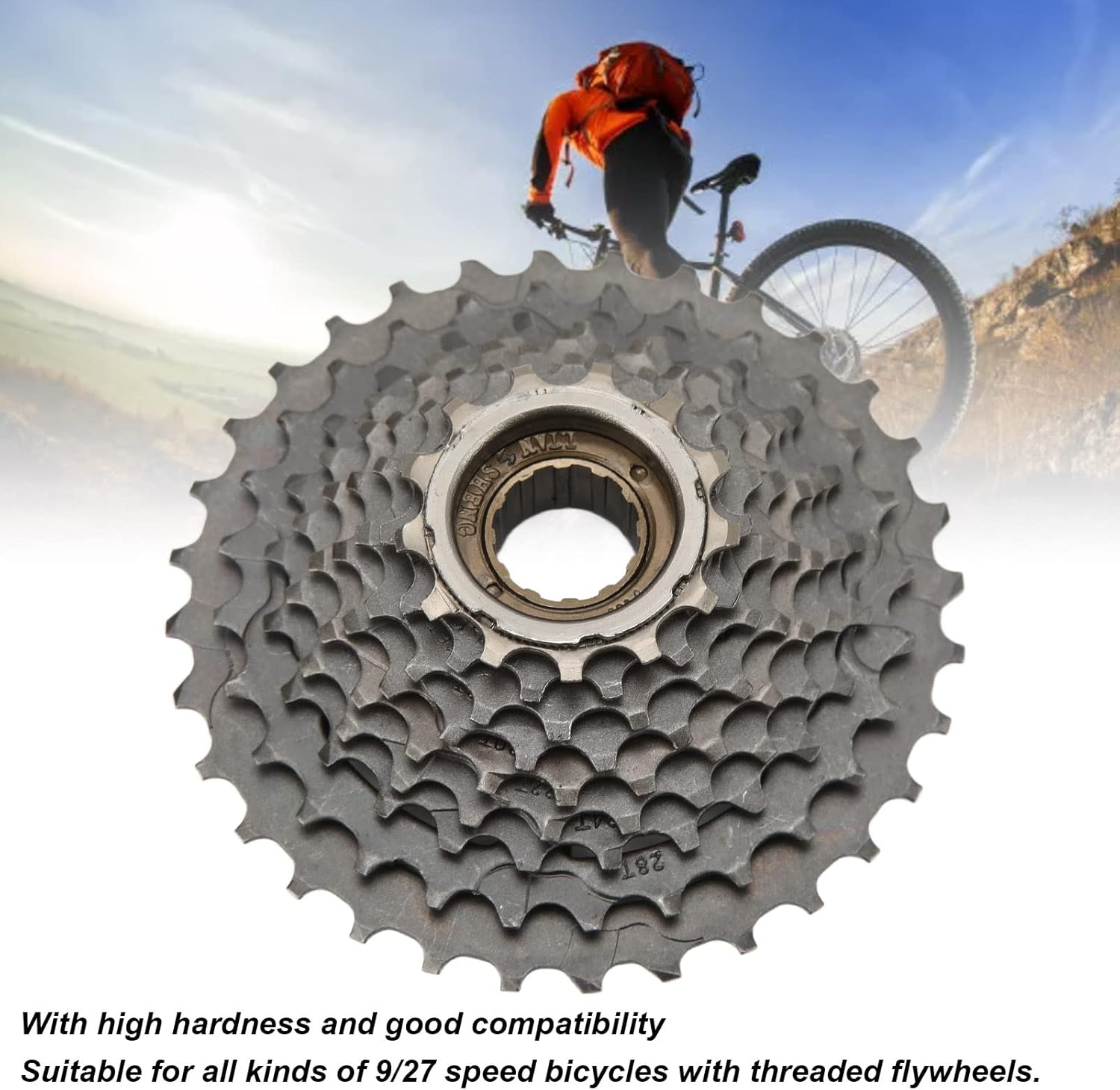 13‑32T 9 Speed Threaded Freewheel, Steel Hub Type Threaded Bike Cassette Replacement Hardware Accessory for Mountain Road Bike
