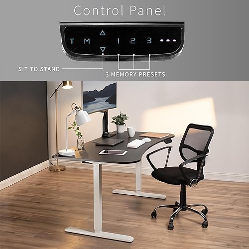 Miniatura 5 de VIVO - Escritorio eléctrico de altura ajustable color negro mesa de una sola pieza marco negro estación de trabajo de pie con elegante controlador