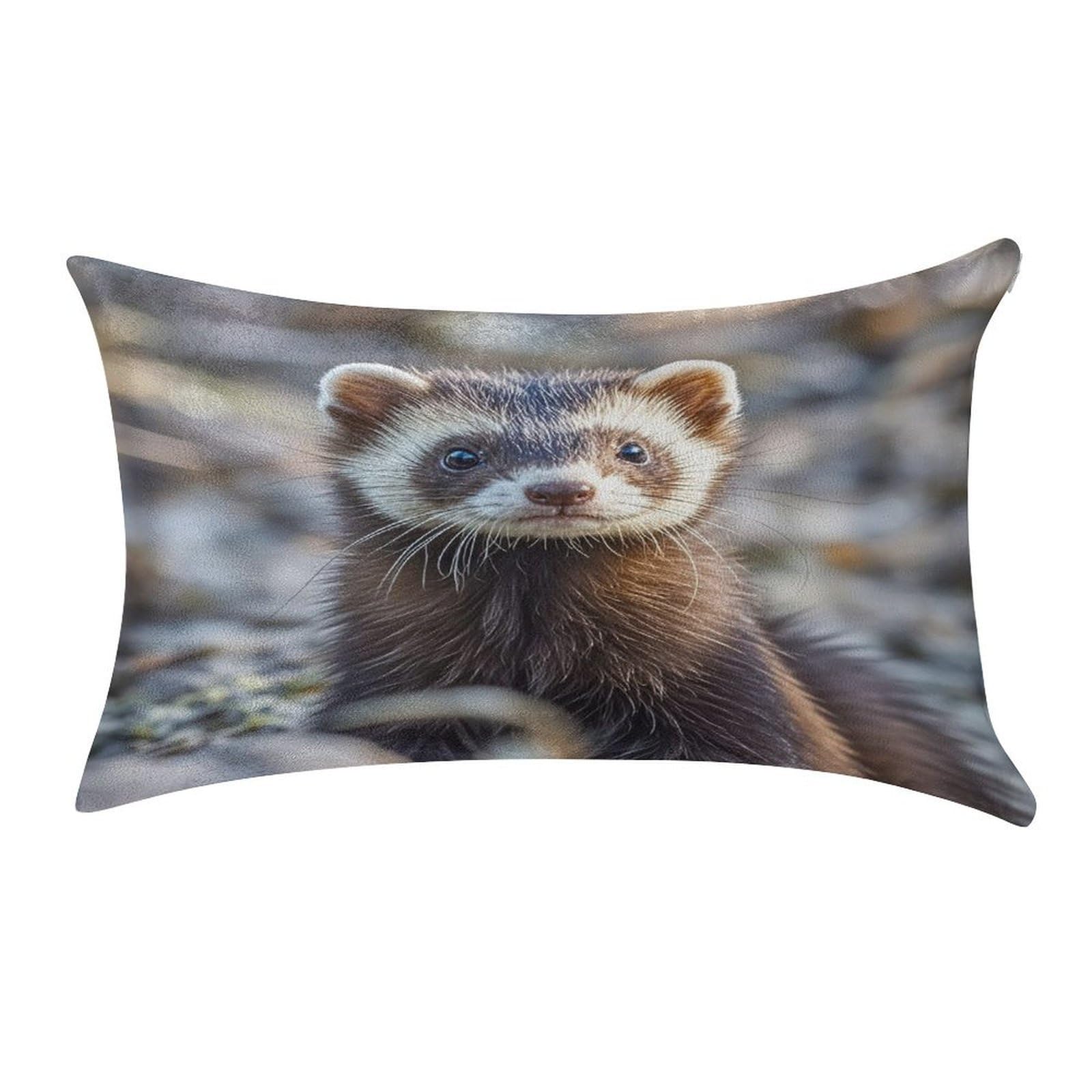 FekiLoot Hairy Ferret Pillow Covers Luxury Velvet Oblong Pillowcases Rectangular Throw Pillows Case Decorative Velvet Cushion Covers Ultra Soft Lumbar Pillow Shells 12 X 20 in