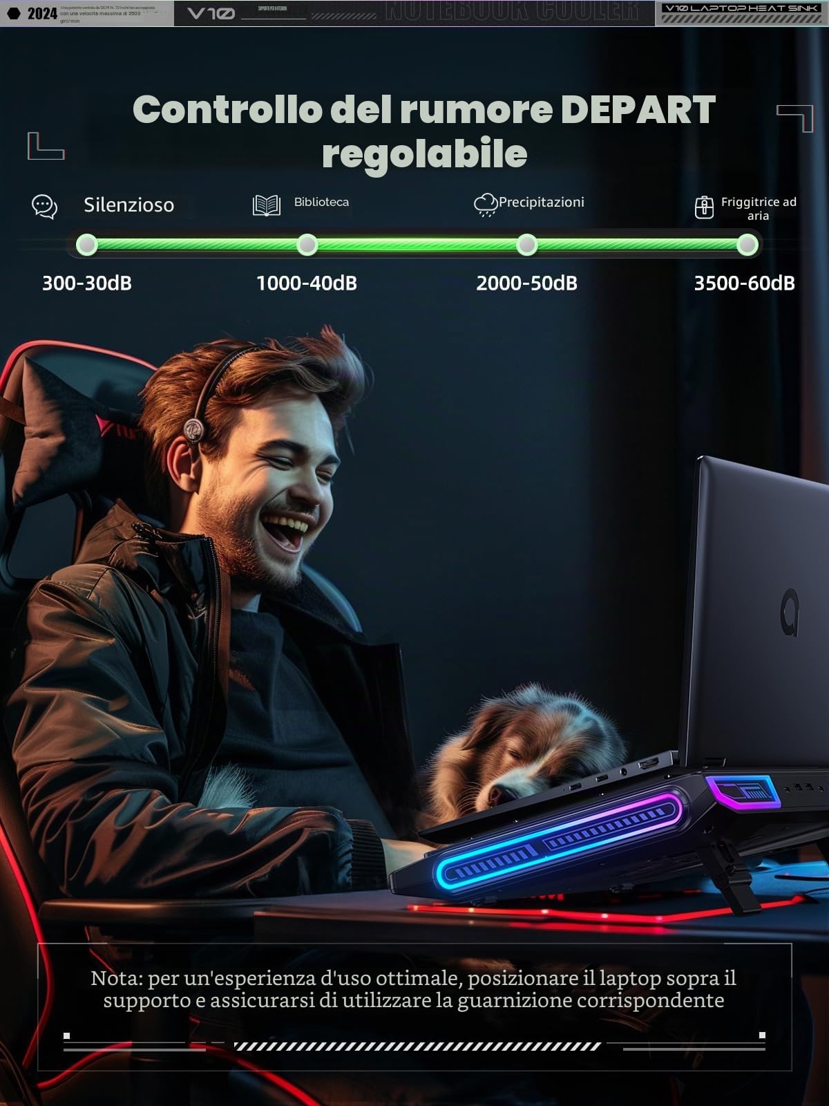 Raffreddatore per Laptop 13-17.3 Pollici con 4 Porte USB C&A