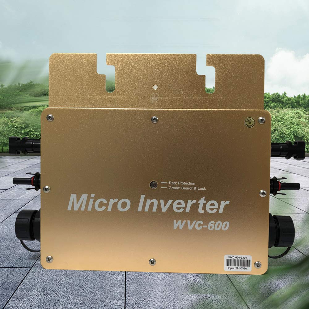 Inverter Solare Digitale WVC-600W IP65 Impermeabile, MPPT, 600W, 22-50V DC, 2.3kV AC, 99% di Efficienza, 1 Unità