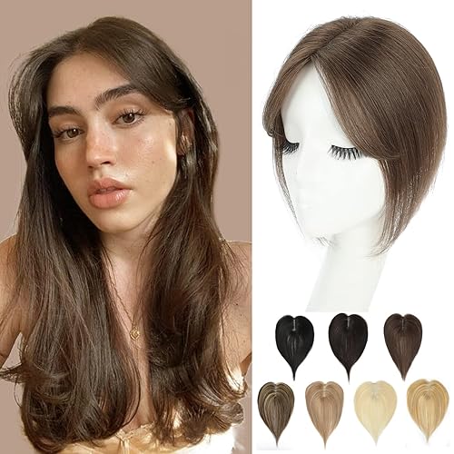 GULALUUK Extensiones de cabello para mujer con cabello fino 100 % cabello humano real, base de seda, piezas de cabello para corona, extensiones de