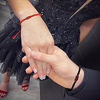 Vista 4 de Pulseras tibetanas hechas a mano con cuerda roja para él y ella, pulsera de la amistad, pulsera de la amistad, hilo negro y rojo para protección