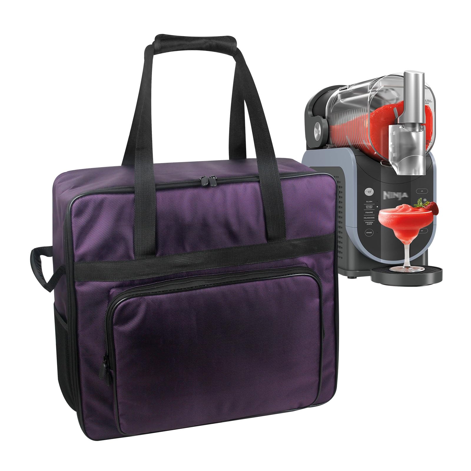 Carrying Bag for Ninja SLUSHi Slushie Machine,Portable Outdoor Travel Tote Storage Bag with Large Accessory Pocket, Frozen Drink Maker Bag for Outdoor Travel and Storage,68oz 72oz 88oz (Purple)