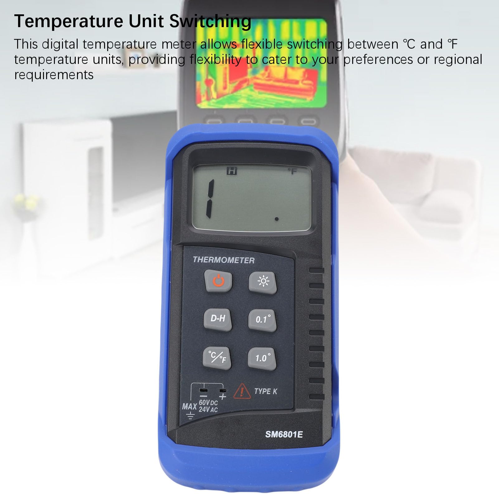 Termometro Digitale Tipo K, ABS, Ampio Intervallo -58 ℉ a 2372 ℉ per Cucina, HVAC e Monitoraggio della Stanza dei Bambini