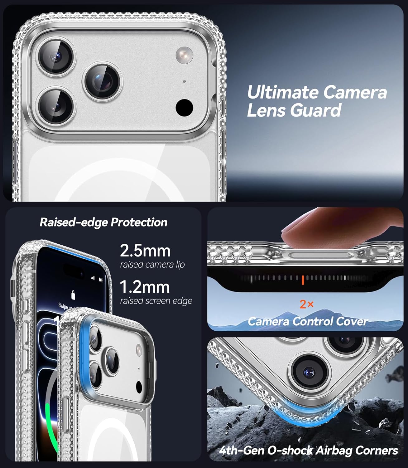 VOFATA for iPhone 17 Pro Max Case with Stash Camera Stand, Fit for MagSafe, 10FT Mil-Grade Protection with Camera Control Cover, Clear Transparent Magnetic iPhone 17 Pro Max Phone Case, Clear