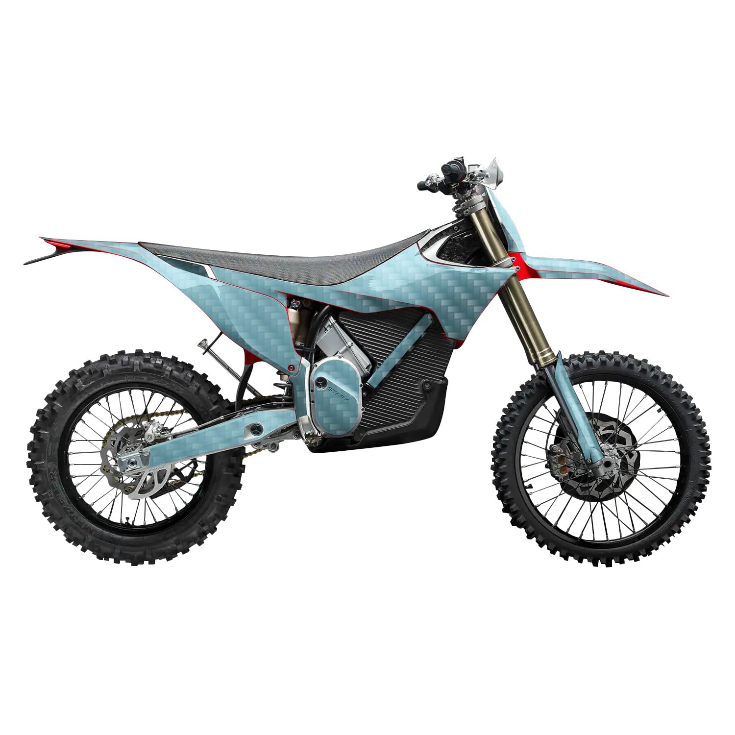 Carbon Fiber Stark Varg MX 2023-2025 Graphics Kit Wrap - Solid Baby Blue - Varg MX Skin - Premium 3M Vinyl Protective Wrap Decal Cover - Easy to Apply | Crafted in The USA by MightySkins