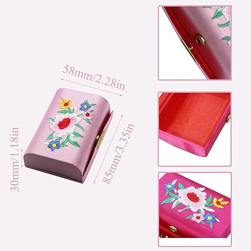 Miniatura 2 de MIAO JIN 12PCS caja de lápiz labial con espejo Estuche de lápiz labial Estuche de almacenamiento Mini bordado portátil joyero caso cosmético (color