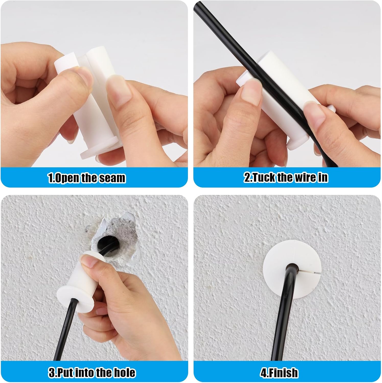 24Pcs Cable Routing Kit for Starlink - 1 inch Wall Grommets for Cables Through Bushings Cable Grommet with Nail in Cable Clips Reusable Cable Ties