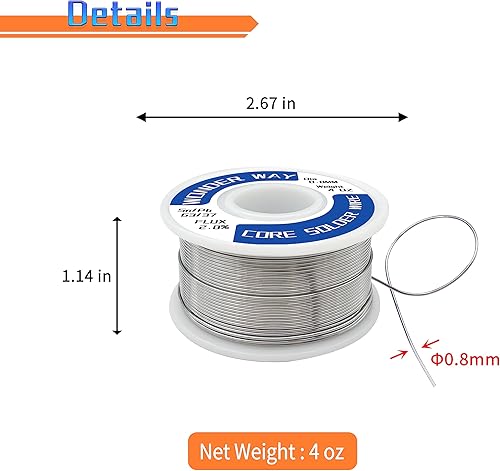 Miniatura 3 de Sn63Pb37 Soldadura de plomo de estaño con núcleo de colofonia 361.4 F Punto de fusión No-limpio (0.031 in 4oz)